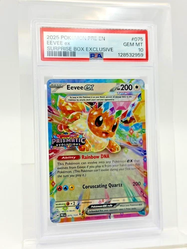 2025 Pokemon Prismatic Evolutions Surprise Box Exclusive Eevee EX #075 PSA 10