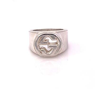Gucci Estate Sterling Silver Ring Size 8.5, 15 mm Height 17.9 