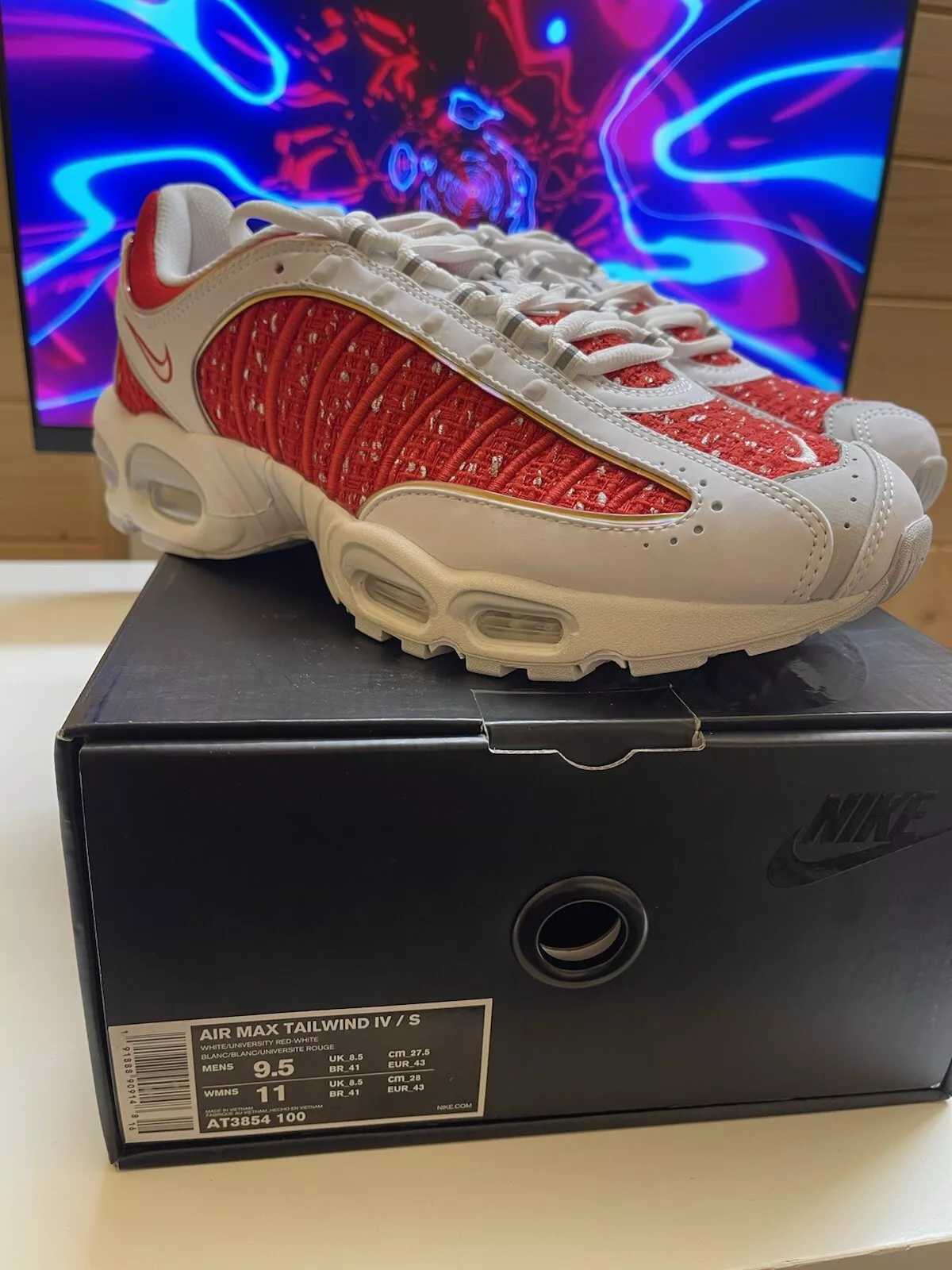 Supreme x Air Max Tailwind IV/S, blanc/uni rouge blanc, homme UK8,5 US9,5 neuf