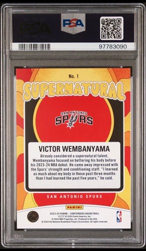 /99 RC 2023 Supernatural Playoff Victor Wembanyama Refractor Rookie PSA Mint 9👽 - Bild 2 von 4