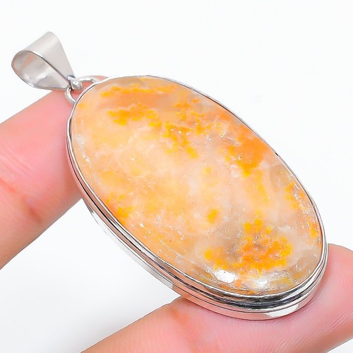 Pendentif Argent 925 Jaspe Océan Naturel Fait Main 2.5 Pouces - Neuf Sans Emballage