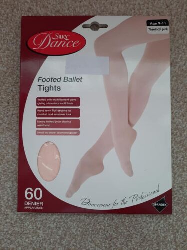 SILKY Footed Ballet Tights Theatrical Pink ~ Age 9-11 ~ Girls ~ Brand New ~ 60 ~ - Picture 1 of 2