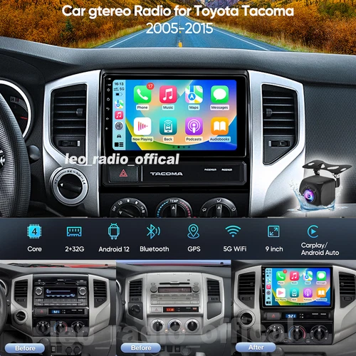Radio estéreo para automóvil WiFi RDS para TOYOTA TACOMA 2005-2015 Apple CarPlay Android 12.0 - Imagen 3 de 17