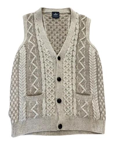 Men's Aran Waistcoat Cable Knit Wool 