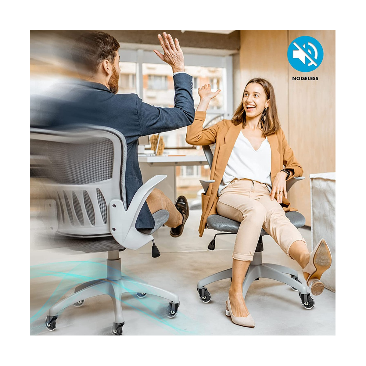 Office Chair Wheels, Set of 5 Wheels for Office Chairs, 11 mm x 22 mm