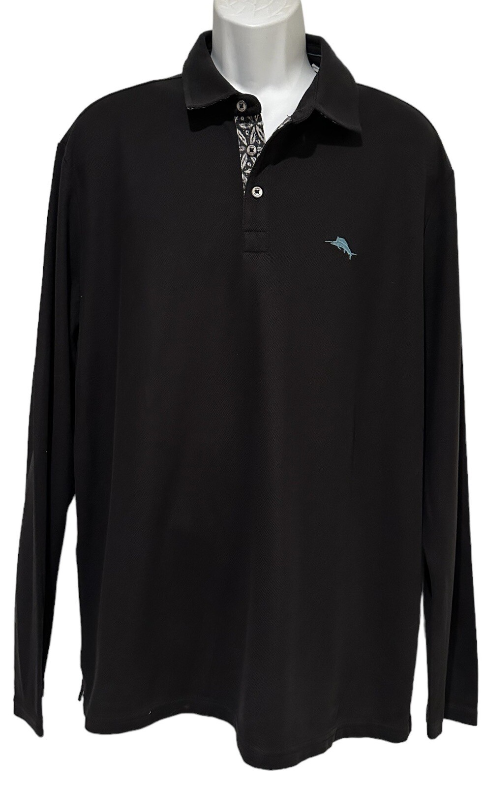 Tommy Bahama Men's Island Zone Supima Cotton Black Long Sleeve Polo Shirt XL eBay