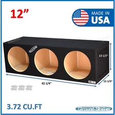 12" Triple Sealed Sub Box Subwoofer Enclosure Ground Shaker 12" Speaker Box
