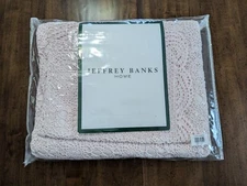 "JEFFREY BANKS Home"/HSN-TWIN size Light PINK  CROCHET COVERLET w/1 SHAM ,  NIP