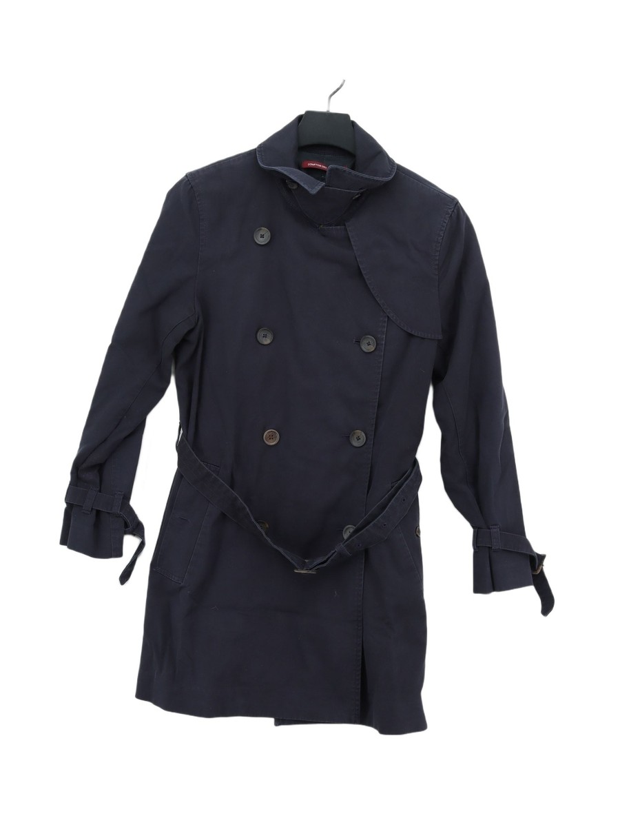 Comptoir Des Cotonniers Women's Coat L Blue 100% Cotton Trench