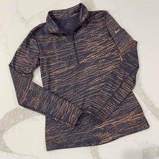 Nike Pro DriFit HalfZip Pullover Activewear Top BlueCopper Womens Large TightFit