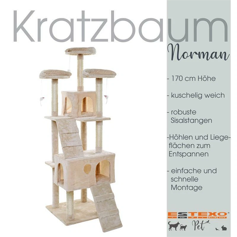Kratzbaum Katzenbaum Katzenkratzbaum Kletterbaum Spielbaum für Katzen 170 cm XXL - Bild 2 von 4