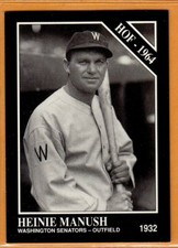 HEINIE MANUSH-Washington Senators/1991 Conlon Collection -Baseball Card