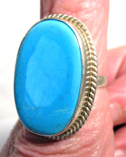 STERLING SILVER TURQUOISE WIDE RING SIZE 7.5 20 GRAMS