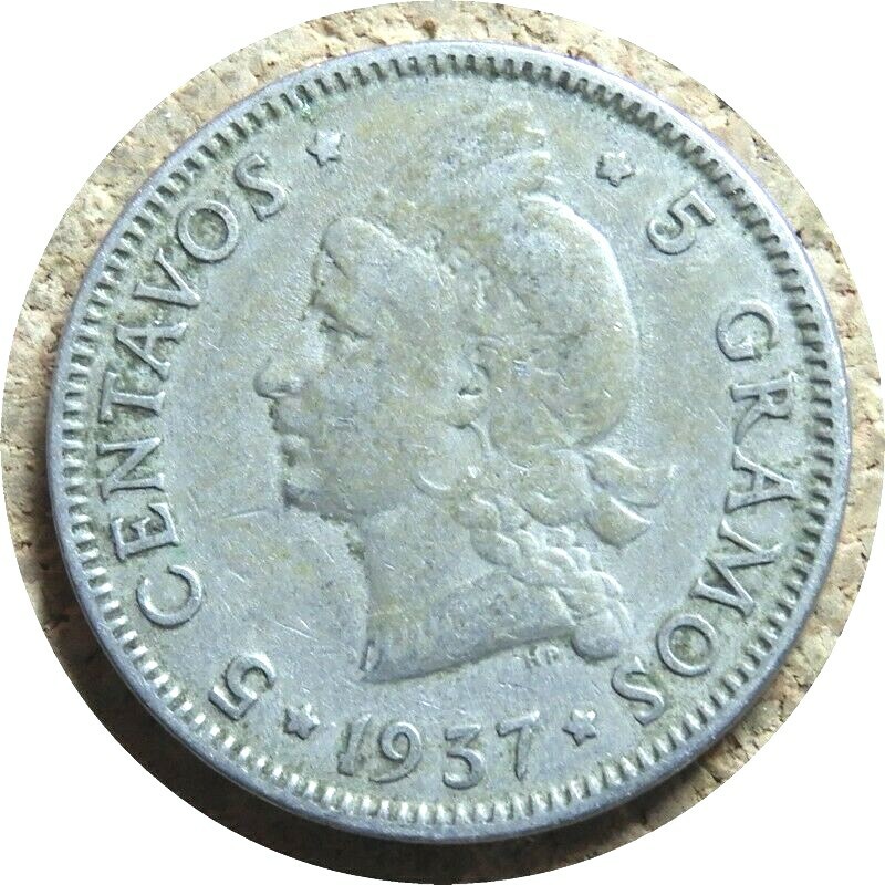 elf Dominican Republic 5 Centavos 1937   Indian Princess  37A