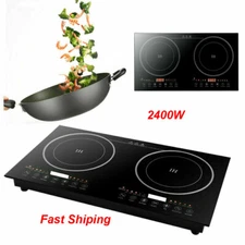 Portable Induction Cooktop Countertop Dual Cooker Burner Stove Hot Plate 2400W