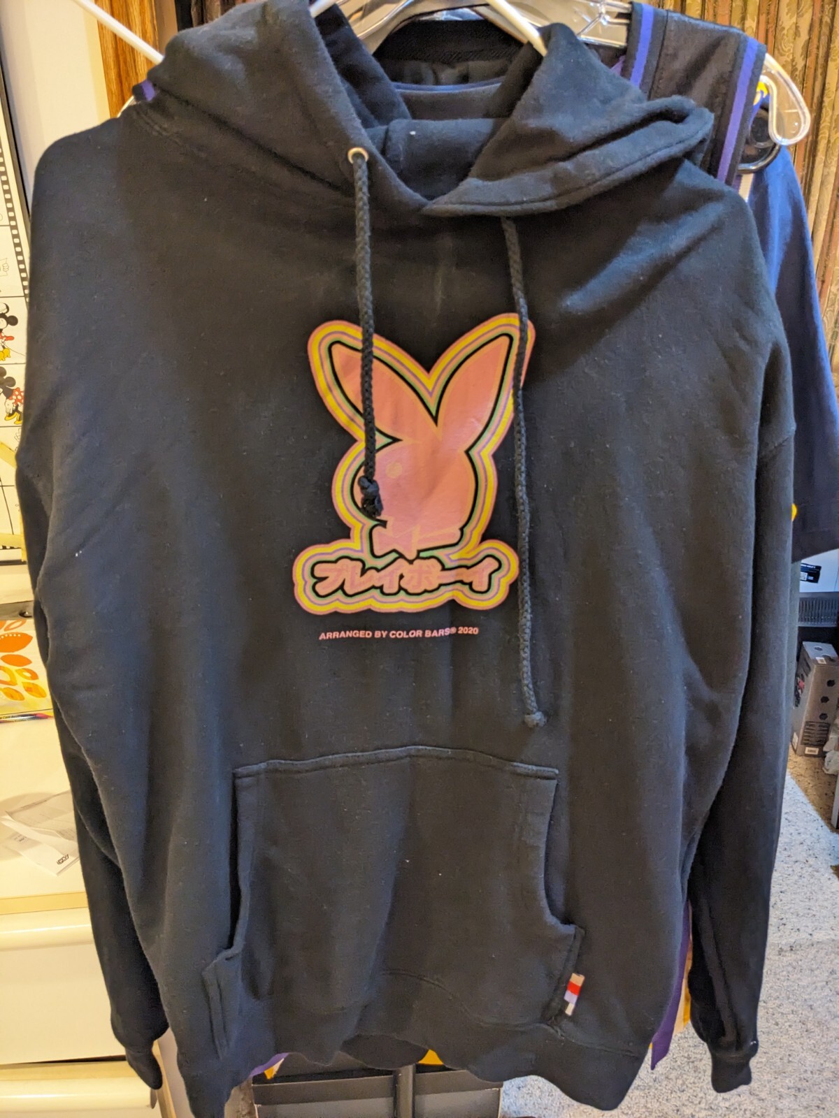 Playboy Black Pull-Over Hoodie w/Pockets Size: Medium