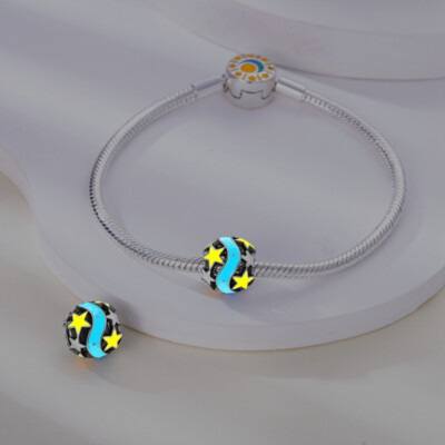 Cosmic Shooting Star Glow In The Dark Bead Charm Sterling Silber 925