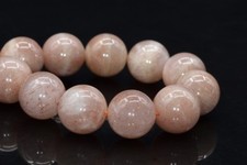 12MM Genuine Natural Peach Moonstone Grade A Round Gemstone Loose Beads 7.5"