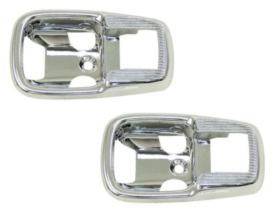 VW TYPE 1 2 3 GHIA SUPER BEETLE CHROME INSIDE DOOR HANDLE TRIM COVER PLATES
