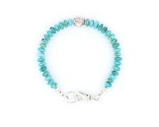 Turquoise Artisan Bracelet with Sterling Silver Accent Bead Lobster Clasp