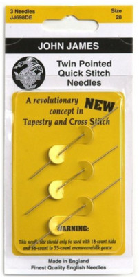 Twin Pointed Quick Stitch Tapestry and Cross Stitch Hand Needles -Size 28  3/Pkg