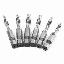 6x 6-32NC to 1/4-20NC Hex Shank HSS Drill Bit  Screw Tap Tool of Imperial Units