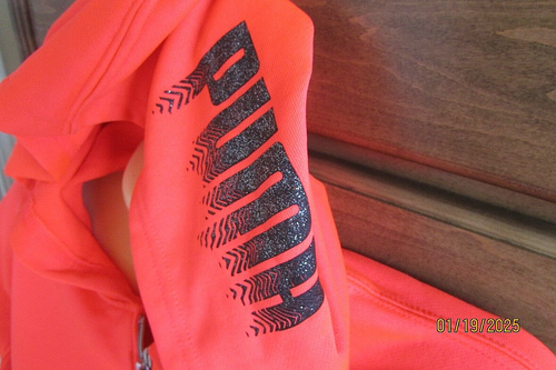 PUMA Girl's Active zip Jacket Track Sparkly Sports Big Cat Hoodie Pink XL (16) - Picture 9 of 14