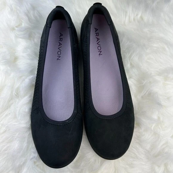 Aravon Abbey Ballet Flat in Black Suede - Image 2 of 4