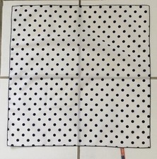 Ray Strauss Navy Blue Polka Dots on White Scarf Vintage 60  s Made in USA 20x20