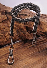 Motocycle Biker Leather&Metal Chain Braid Rocker Jean Keychains Key Wallet Chain