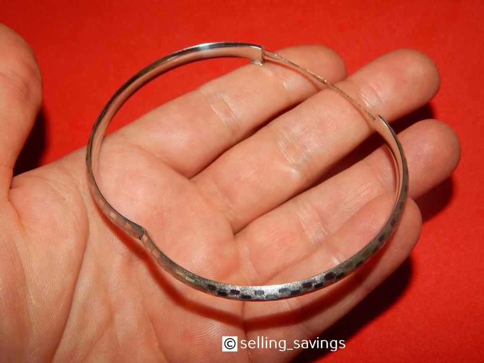 PULSERA BRAZALETE BISAGRAS ORO BLANCO 14K ORO ETERNO MATE Y ALTO PULIDO 6MM Foto 2 de 4