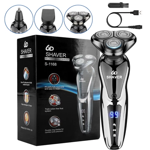 Men Electric Shaver Wet/Dry Trimmer Rotary Razor Beard Shaving USB Rechargeable