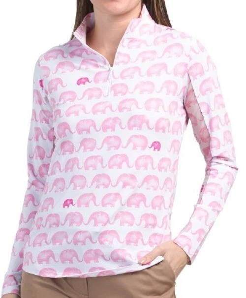 NWT Ladies IBKUL VELMA CANDY PINK Long Sleeve Mock Golf Shirt S M & L - Image 2 of 2