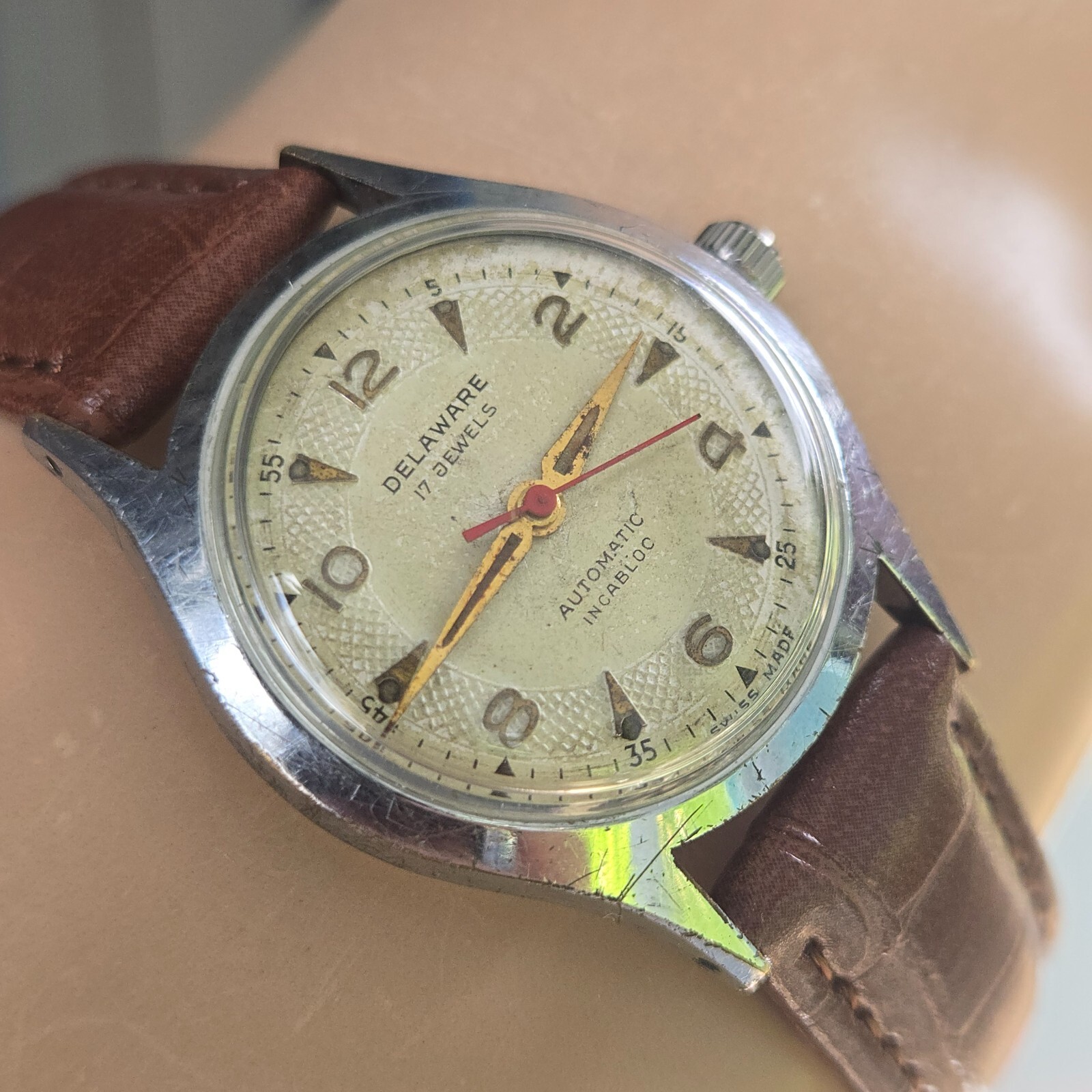 Vintage DELAWARE men's automatic watch Felsa 1560 21Jewels swiss 1950s ...