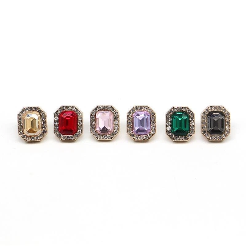 10pcs Glass Rhinestone Buttons Metal Loop for Jewelry Crafts Clothes Costume - Image 2 of 4