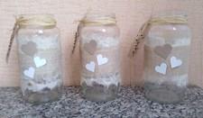 Produktbild - Dekorierte Glasgläser Hochzeit/Wohndeko - Shabby Chic/rustikal Herzstück X3