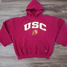 Vtg Russell Athletic USC Trojan Pullover Hoodie Sweatshirt Men Size XXL FLAWED