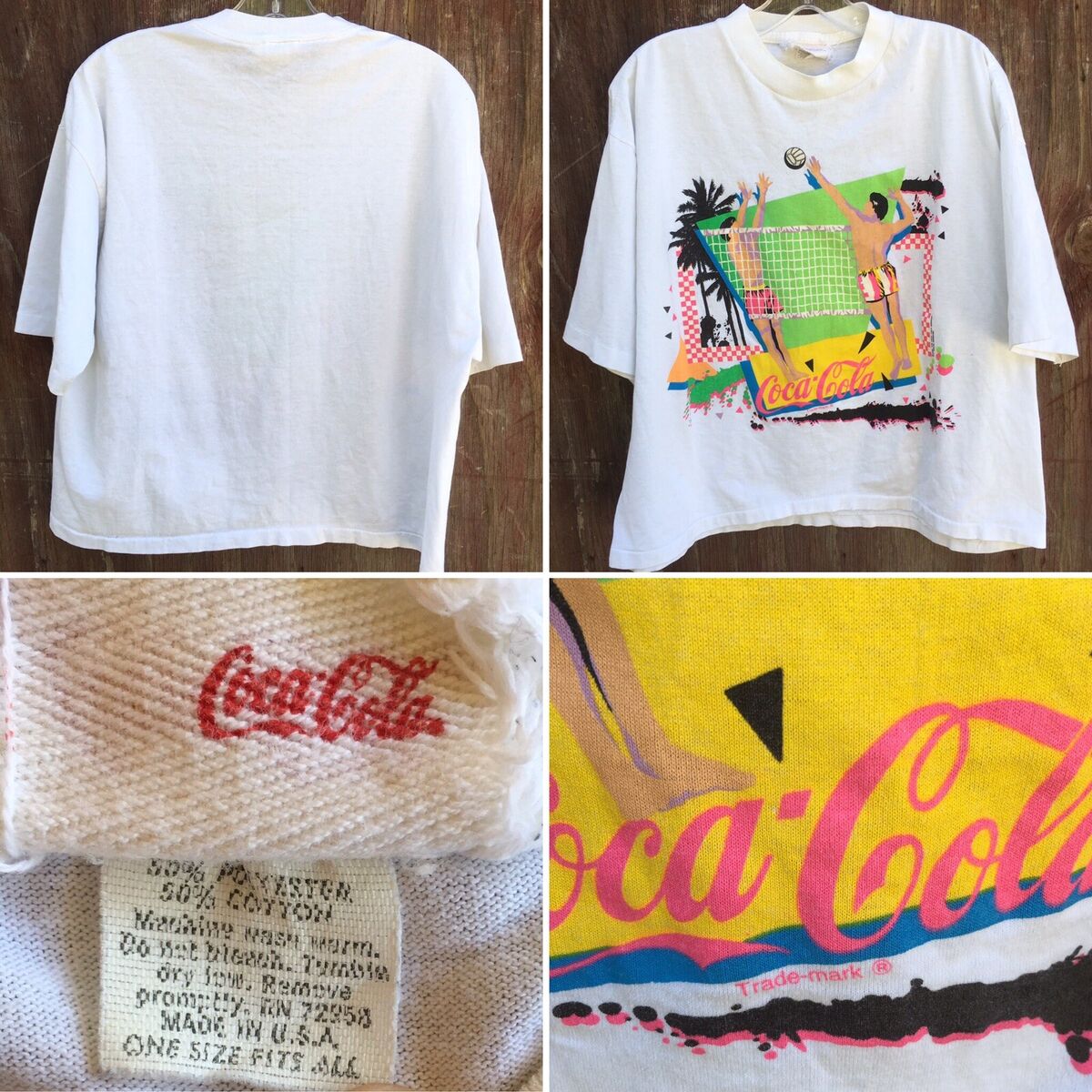 Vintage Coca Cola Crop Top Volleyball Neon Graphic T-shirt Vintage Coca Cola Crop Top Volleyball Neon Graphic T-shirt