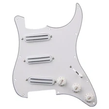 White Guitar Loaded Pre-Wired Pickguard,SSS B500K / A500K Tone Dual Rail Pickups