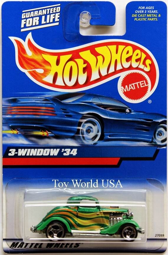 2000 Hot Wheels #132 Mainline 3-Window '34 full card