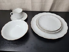 Seltmann Weiden Bavaria China White W/ Gold Trim 6pc Place Setting More Avail