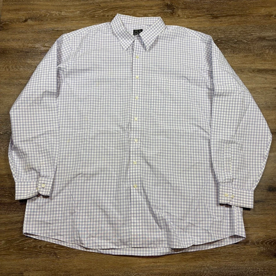 Jos. A. Bank Shirt Men's 3XT Tall Blue Plaid Long Sleeve Button Down Traveler - Image 2 of 4