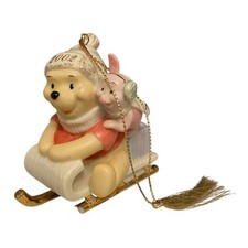 Lenox Porcelain 2002 Disney Winnie The Pooh Piglet Sledding Christmas Ornament