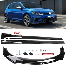 Front Bumper Lip Spoiler Splitter Body Kit+ Side Skirt For Volkswagen Jetta