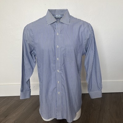 Brooks Brothers Regent Mens Sz 17/34 Button Up Long Sleeve Shirt Blue Stripes