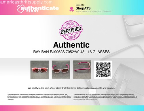 Ray-Ban Girls Pink RJ9062S 7052/V0 48- 16 Rectangular Sunglasses With COA - Picture 2 of 11