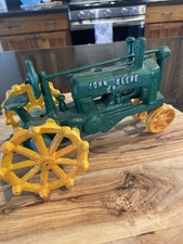 Vintage Cast Iron Green John Deere OP Tractor 11.5in L X 4.5in W X 6.5in H, EUC