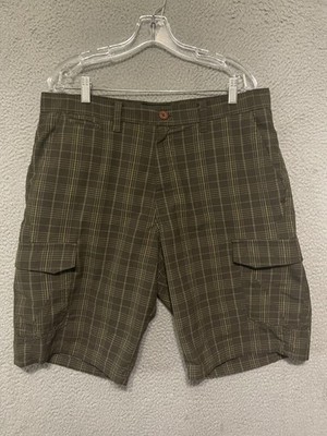 Vintage Hurley Cargo Shorts Size 36 Plaid Adult Polyester blend