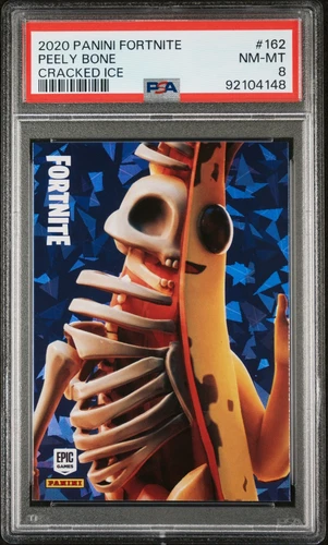 2020 PANINI FORTNITE CRACKED ICE #162 PEELY BONE PSA 8