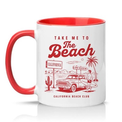 Take Me To The Beach Unisex 11 Unzen Keramiktasse Retro Surf...